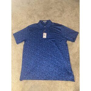 Peter Millar Golf Shirt Polo Summer Comfort Fish Camo Print L NWT $110 UPF 50+